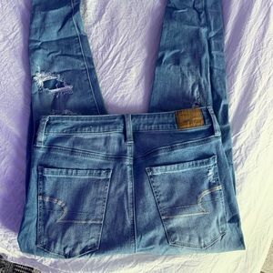 american eagle ripped patch jeans